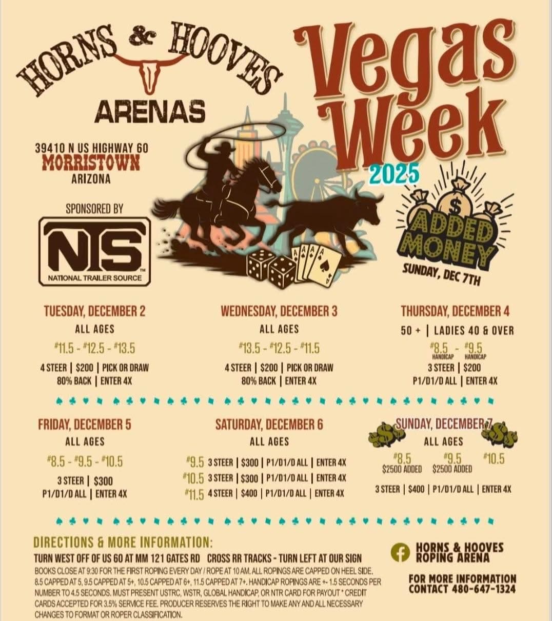 Morristown, AZ-Horns and Hooves-Vegas Week flyer