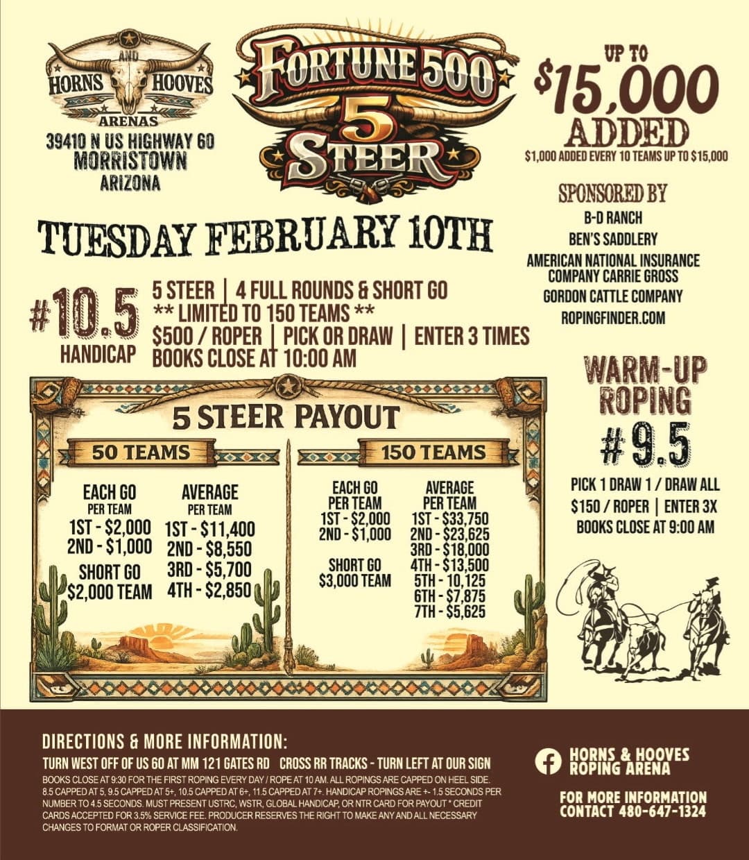 Morristown, AZ-Horns and Hooves-Fortune 500 5-Steer flyer
