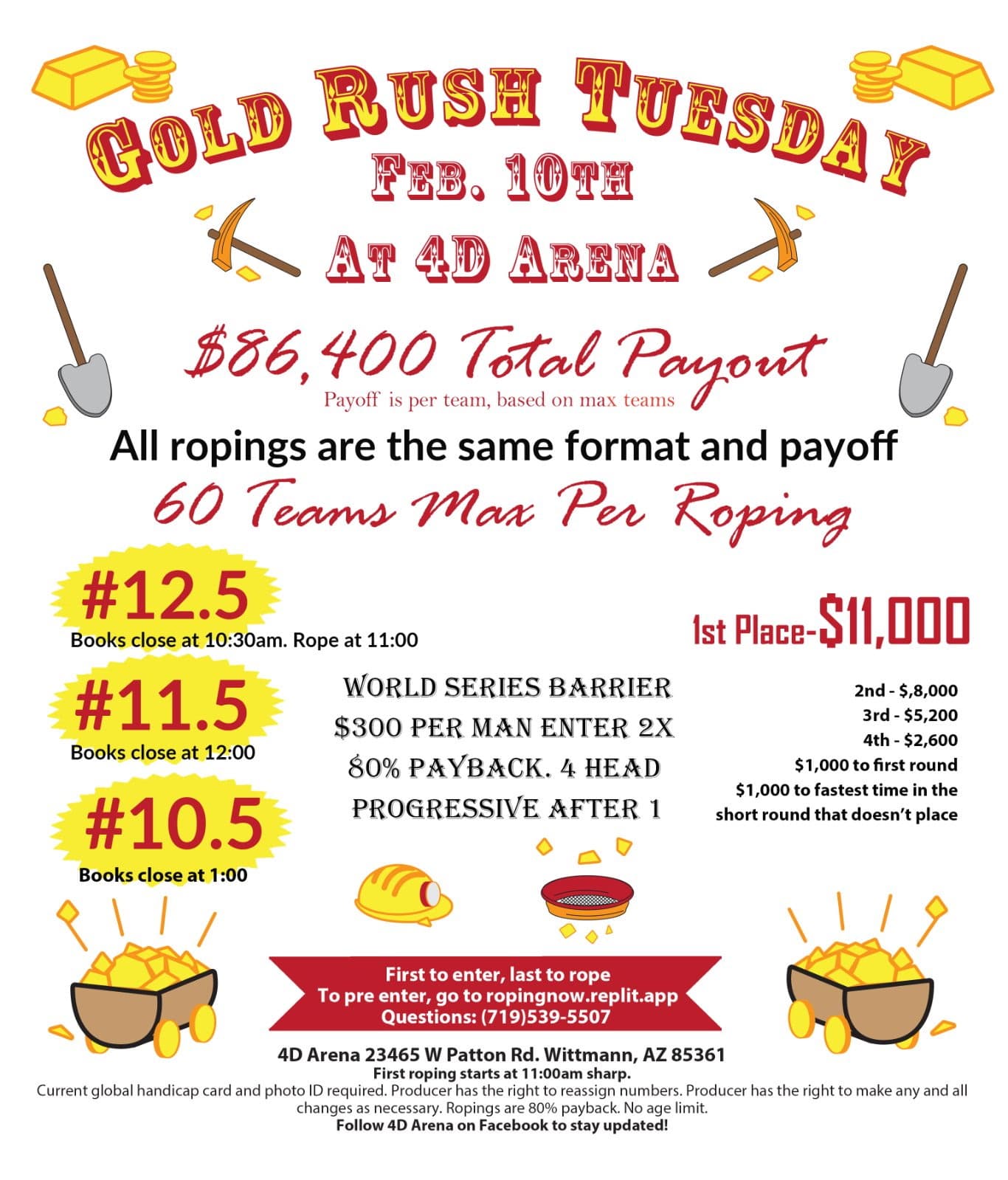 Wittmann, AZ-4D Arena-Gold Rush Tuesday flyer