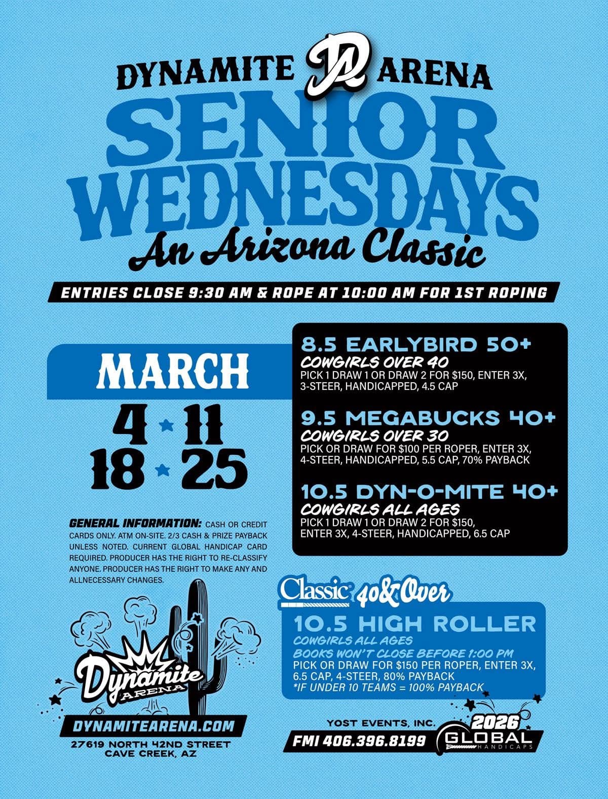 Cave Creek, AZ-Dynamite Arena-Senior Wednesdays flyer