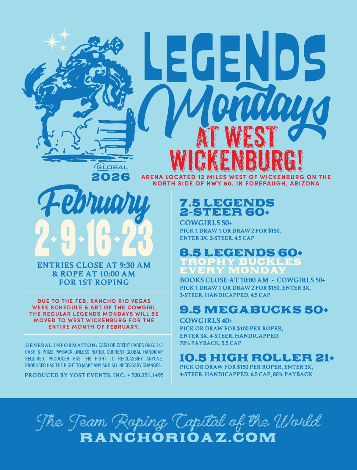 West Wickenburg, AZ-Yost Events-Legends Mondays-Plus a 21 over High Roller flyer