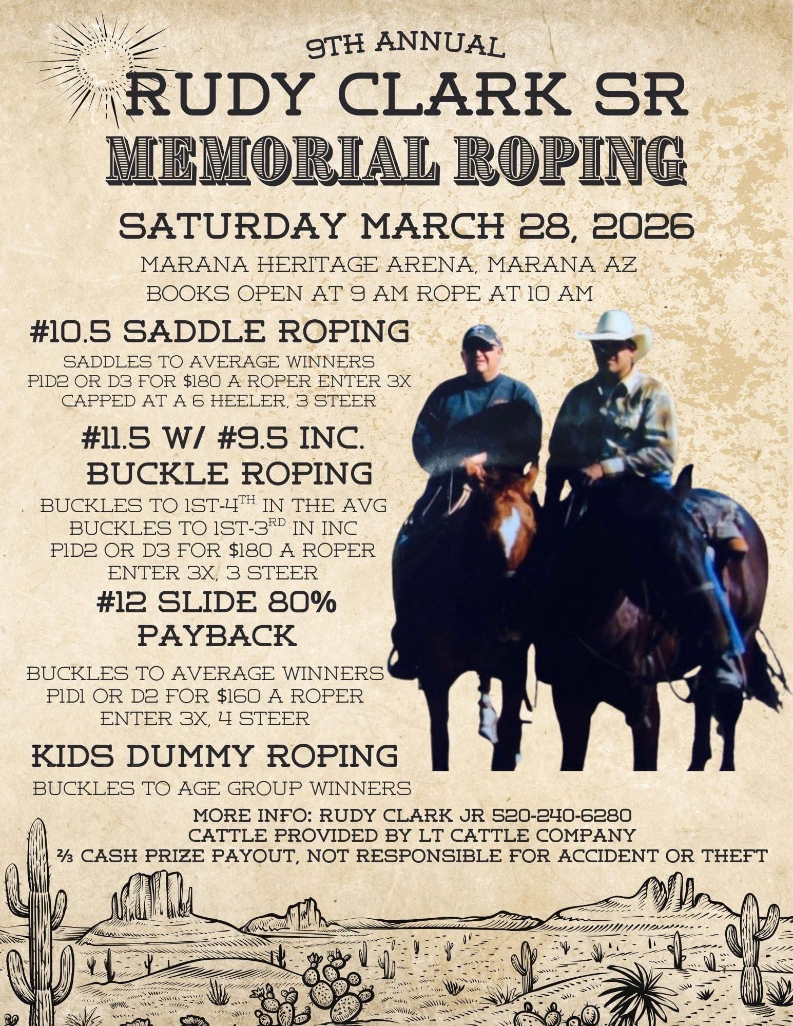 Marana, AZ-Rudy Clark Sr. Memorial Roping flyer
