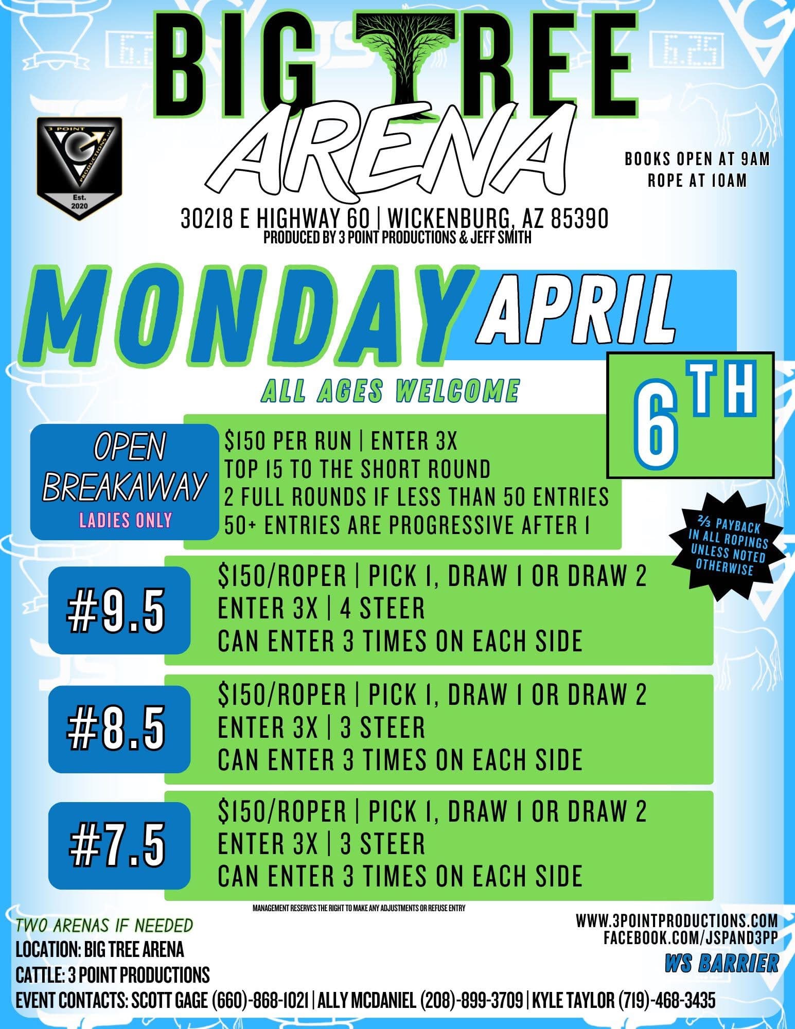 Wickenburg, AZ-Big Tree Arena-Breakaway and Team Roping flyer
