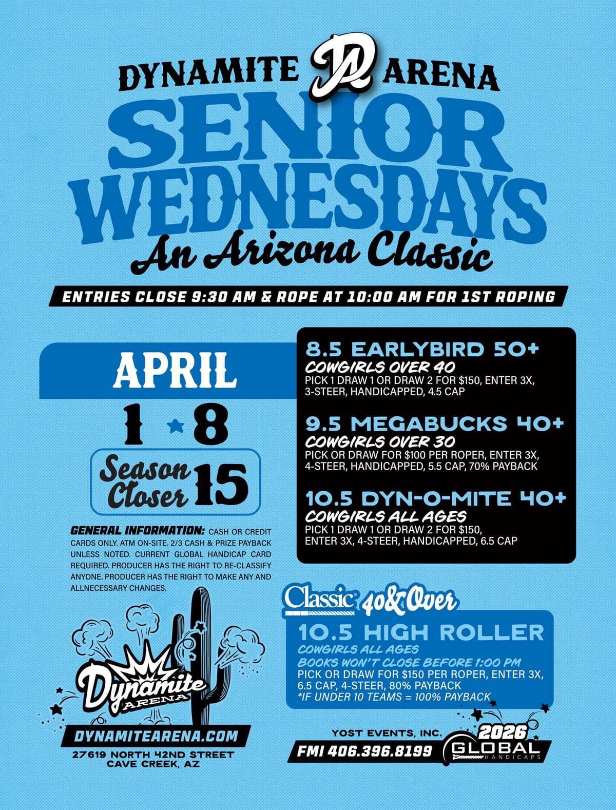 Cave Creek, AZ-Dynamite Arena-Senior Wednesdays flyer