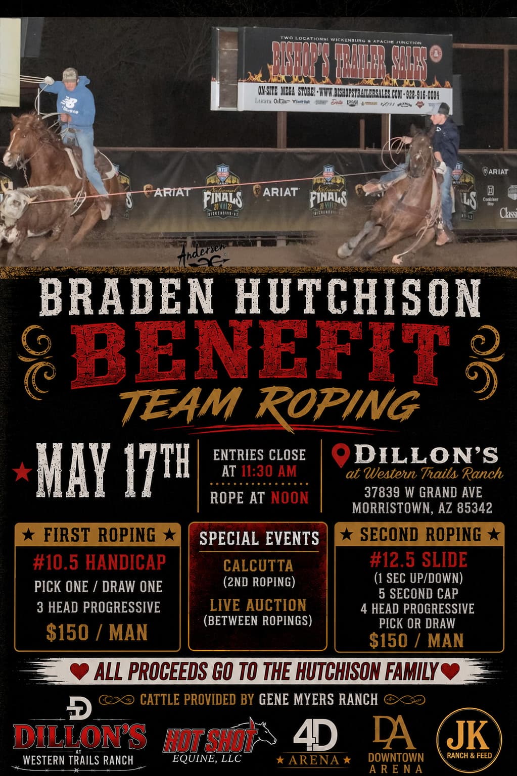 Morristown, AZ-Dillon’s Western Trails-Braden Hutchison Benefit flyer