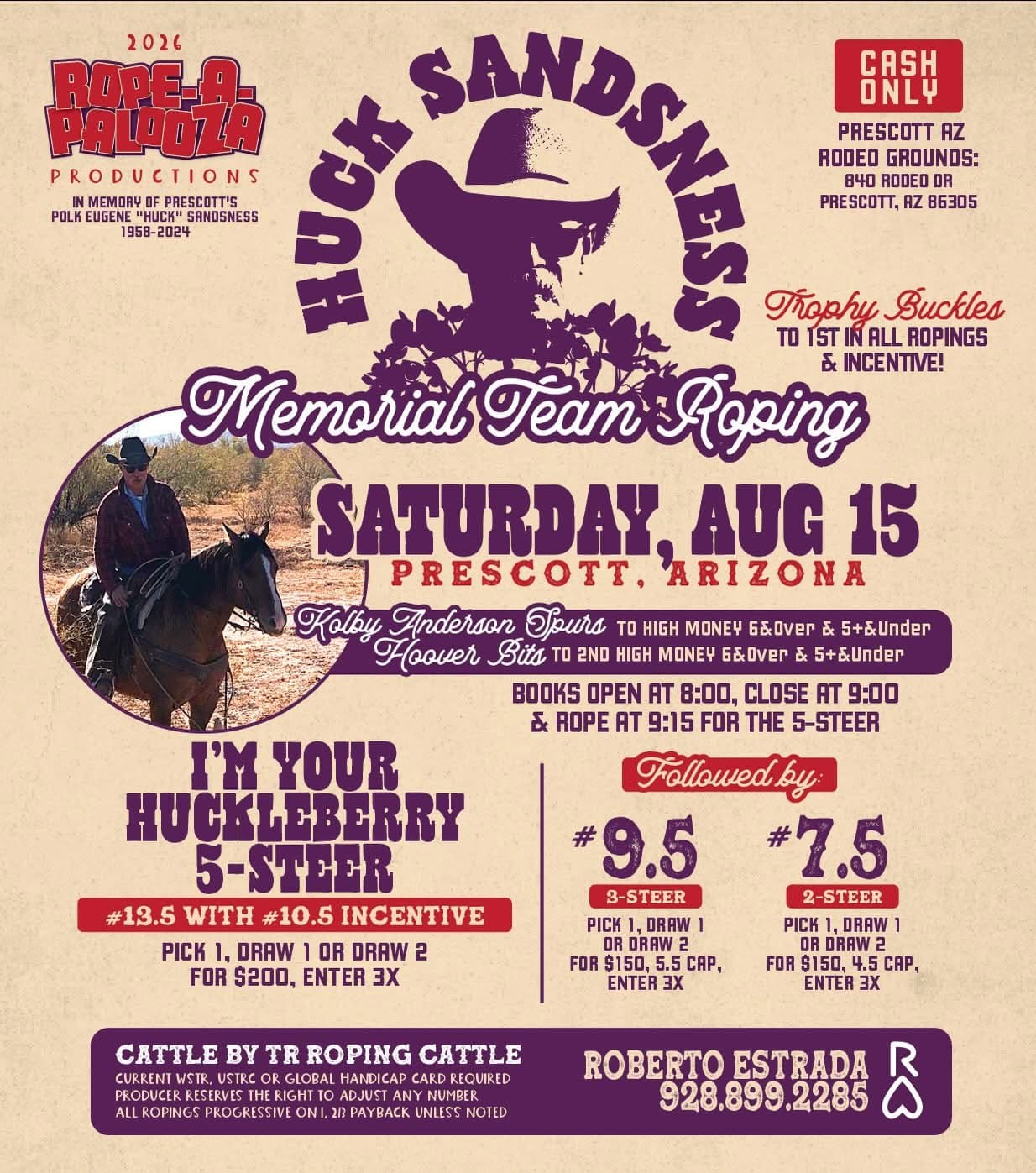 Prescott, AZ-Big Huck Memorial Roping flyer