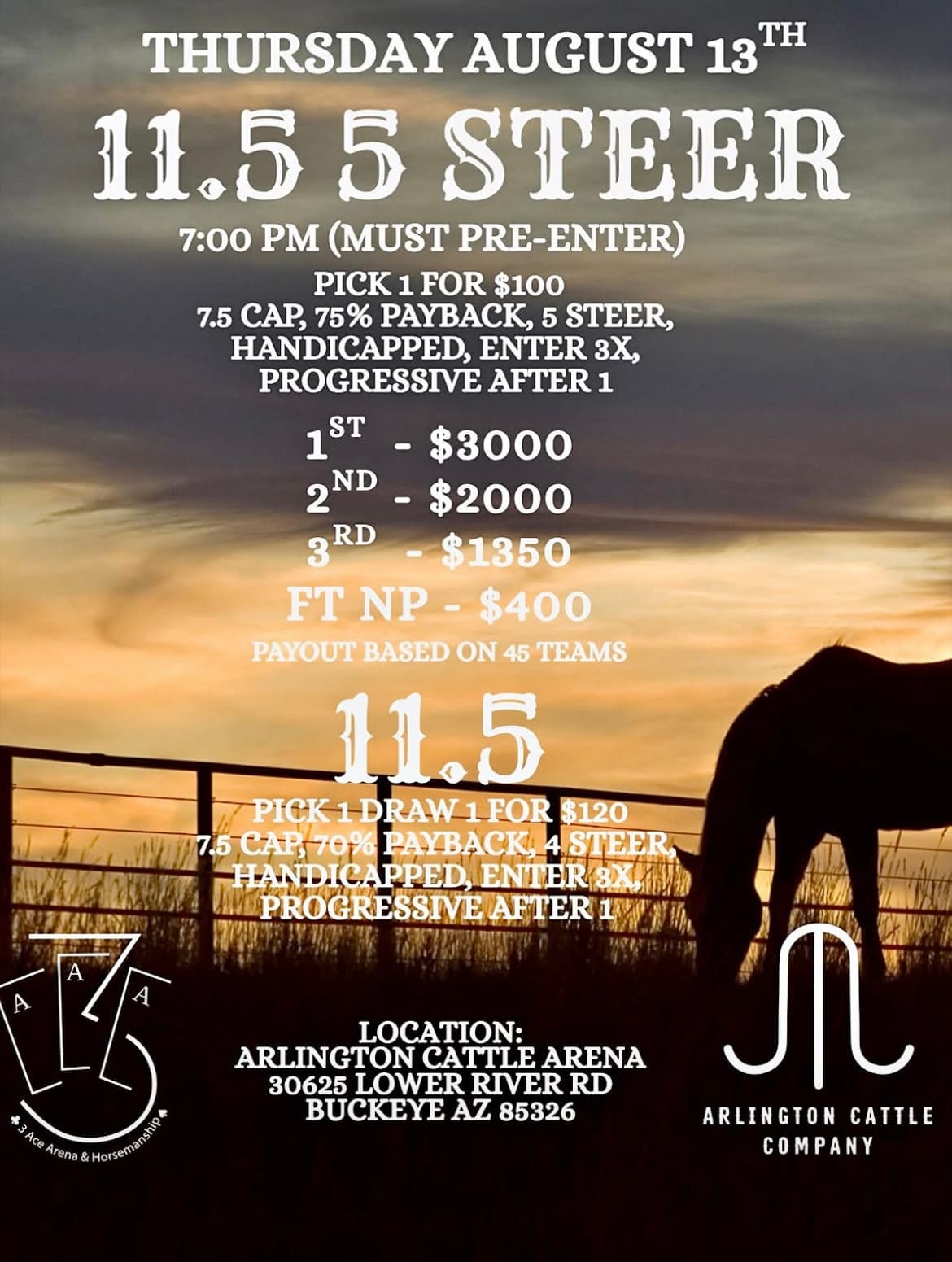Buckeye, AZ-Arlington Cattle Arena flyer