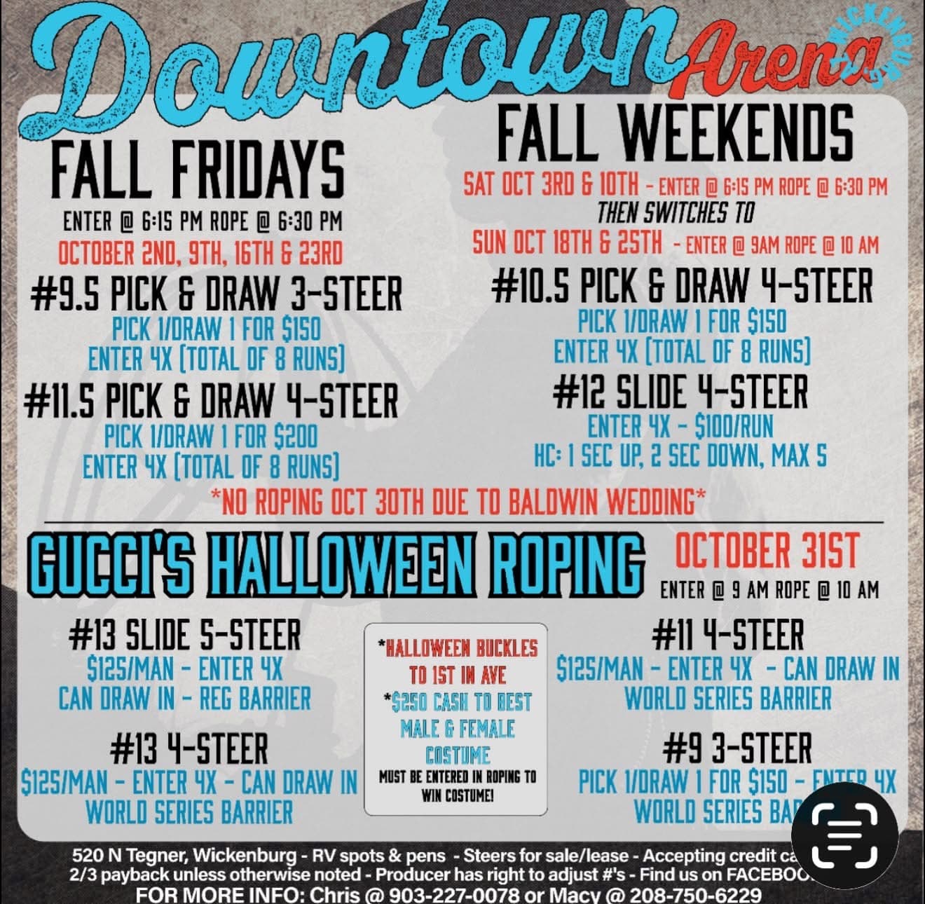 Wickenburg, AZ-Downtown Arena Fall Fridays/Weekends flyer