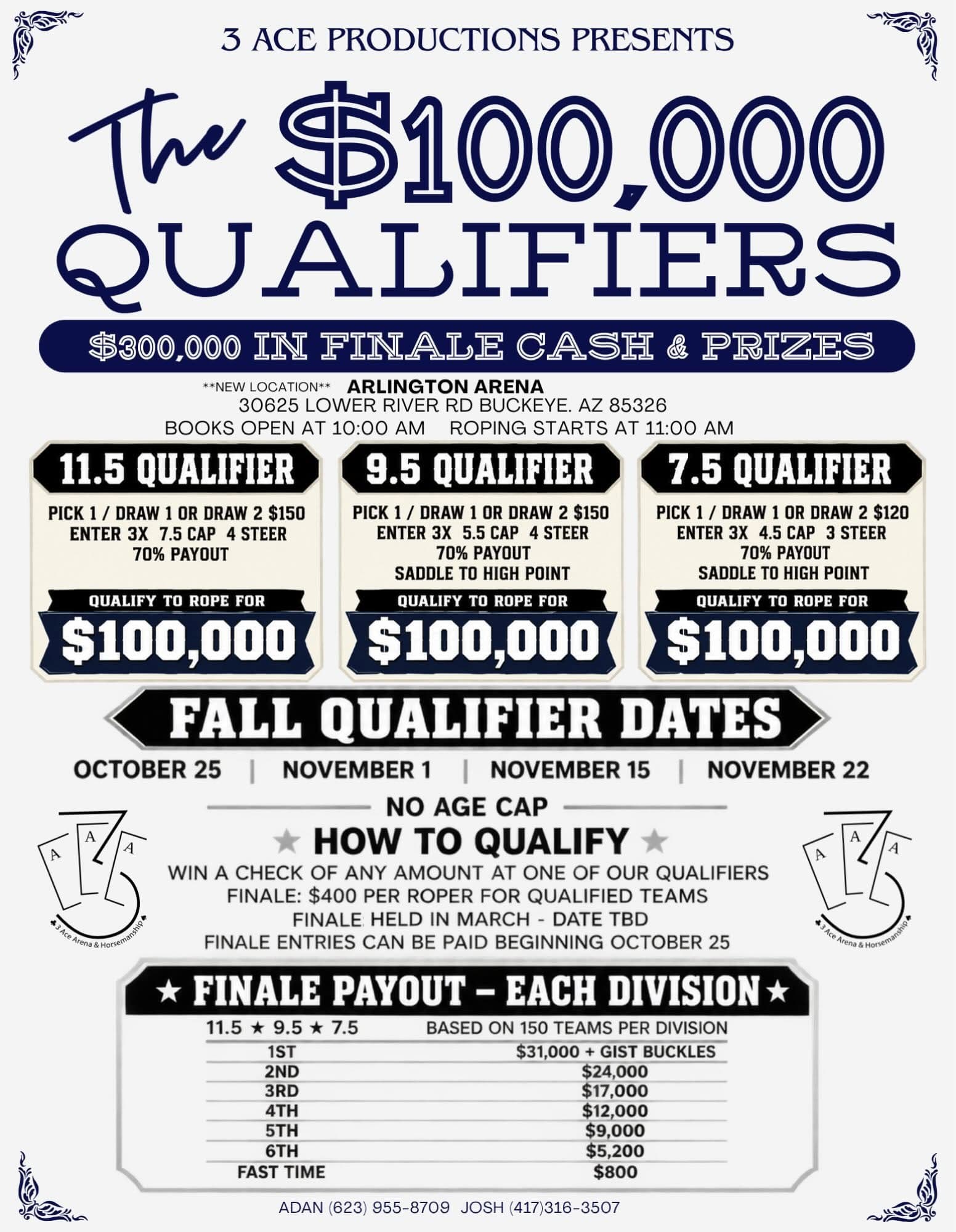 Buckeye, AZ-Arlington Arena-$100K Qualifier flyer